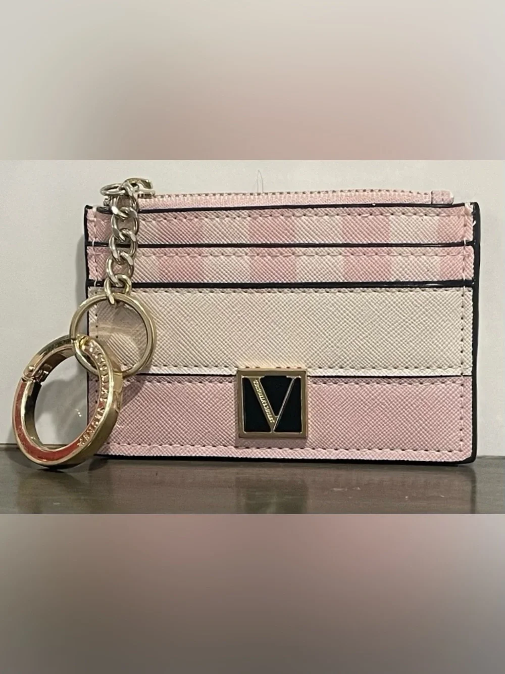 Victoria's Secret Card Holder Keychain Pink & Cream